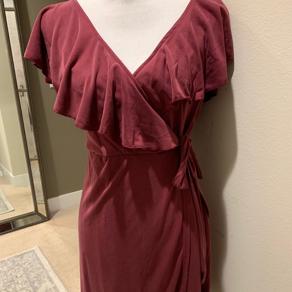 Sun & Shadow Maroon Wrap Dress